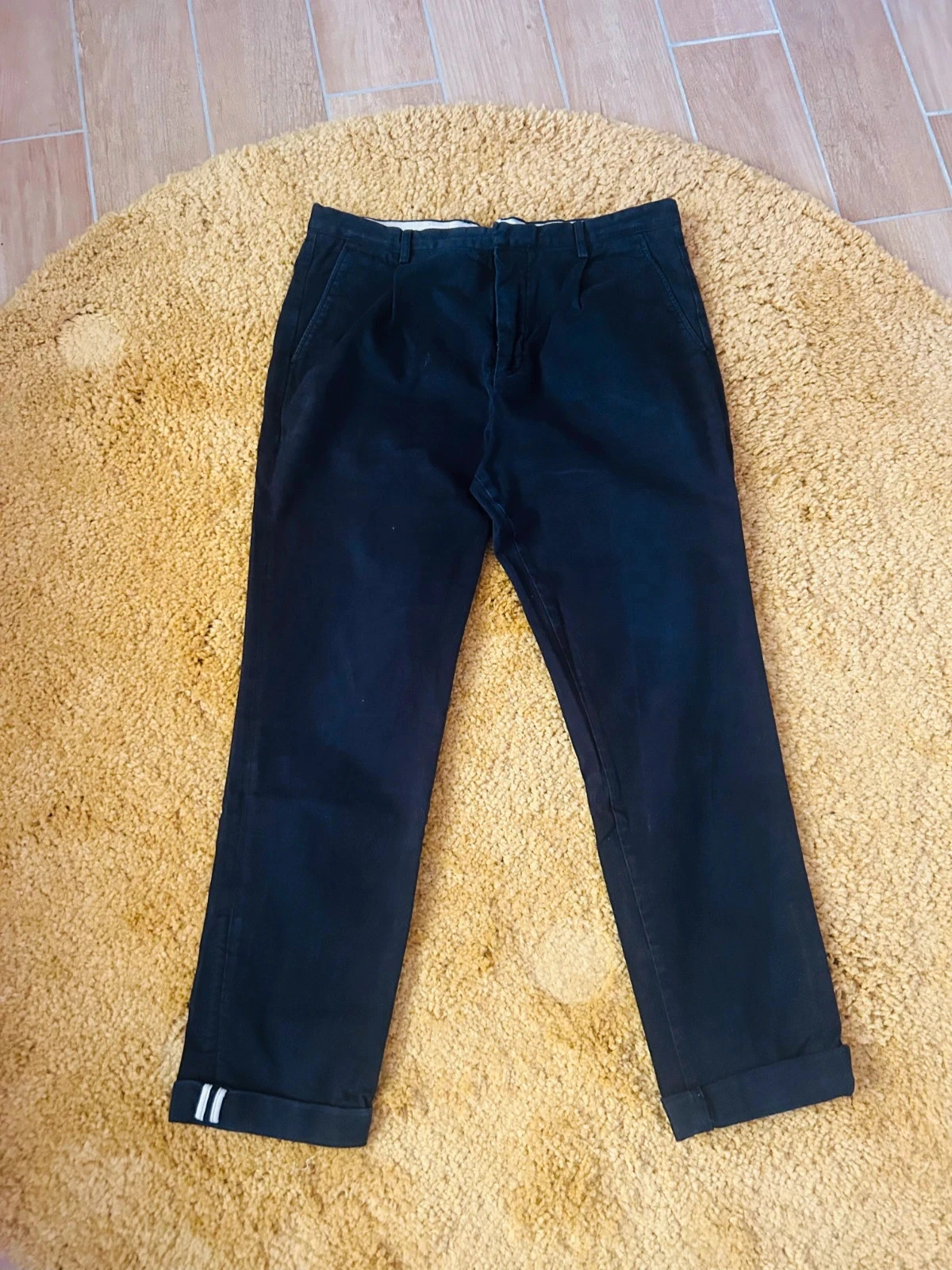 Pantalon chino Worker Lacoste noir coton taille 44 XL homme oversize jambe large très bon état